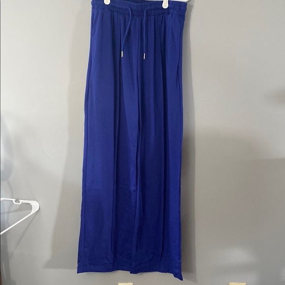 Vibrant Blue Wide-Leg Pants Size Large - Picture 1 of 6